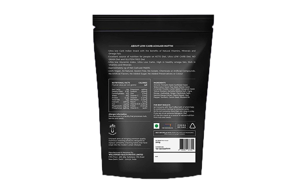 Unsnack Low-carb Achaari Matthi    Pack  500 grams